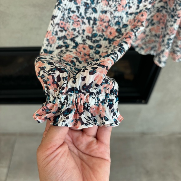 VERONICA BEARD Antonette White Floral Ruffled Silk Blouse, Size 4 - Picture 9 of 16